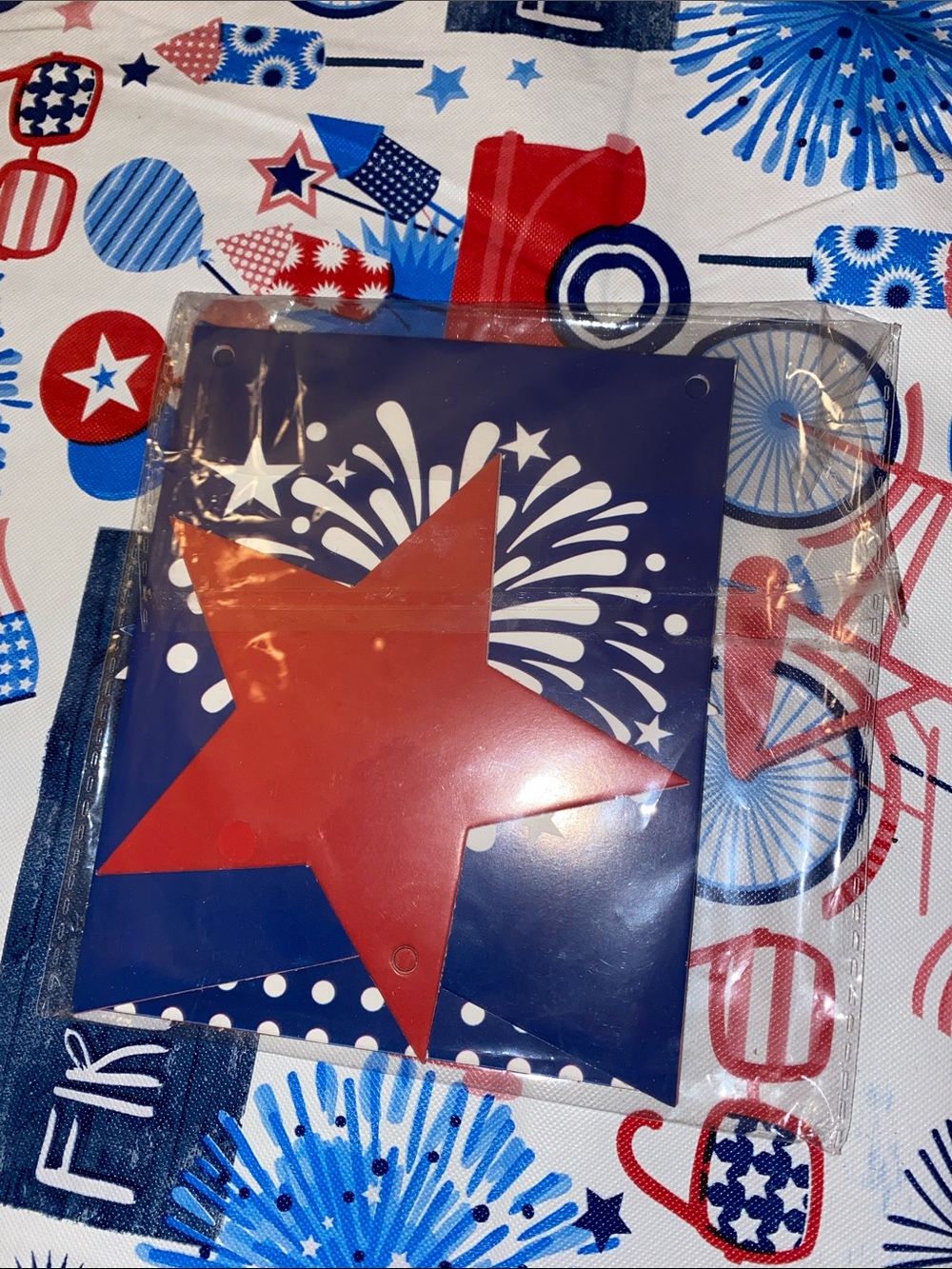 Source Unknown Red and Blue Star Party Banner